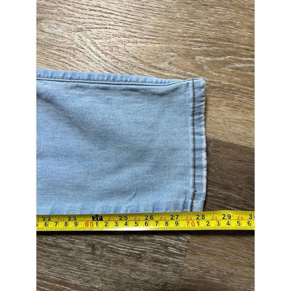 Romwe Cargo Jeans Womens 32 Light Blue Good Slim Tapered Multi Pocket Denim